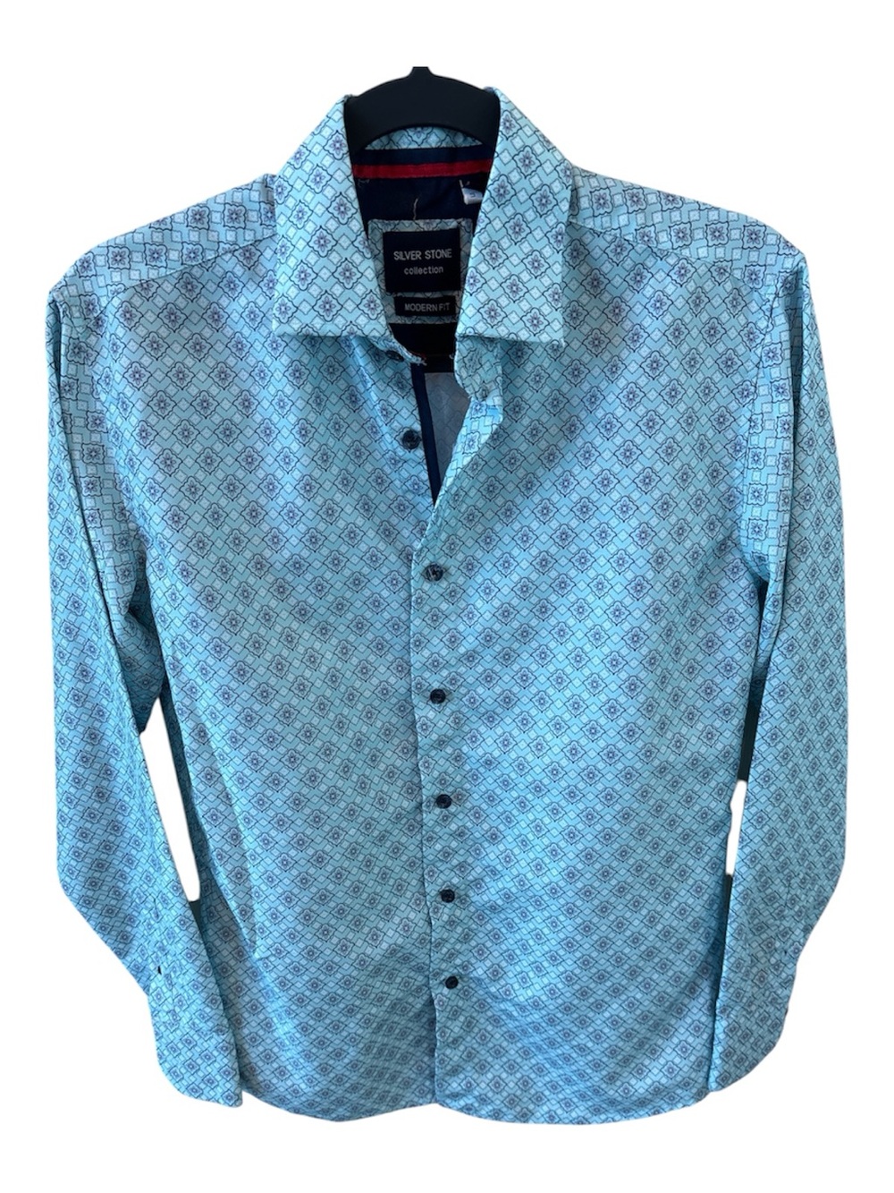 Silver Stone Modern Fit Light Blue Patterned Men's Shirt